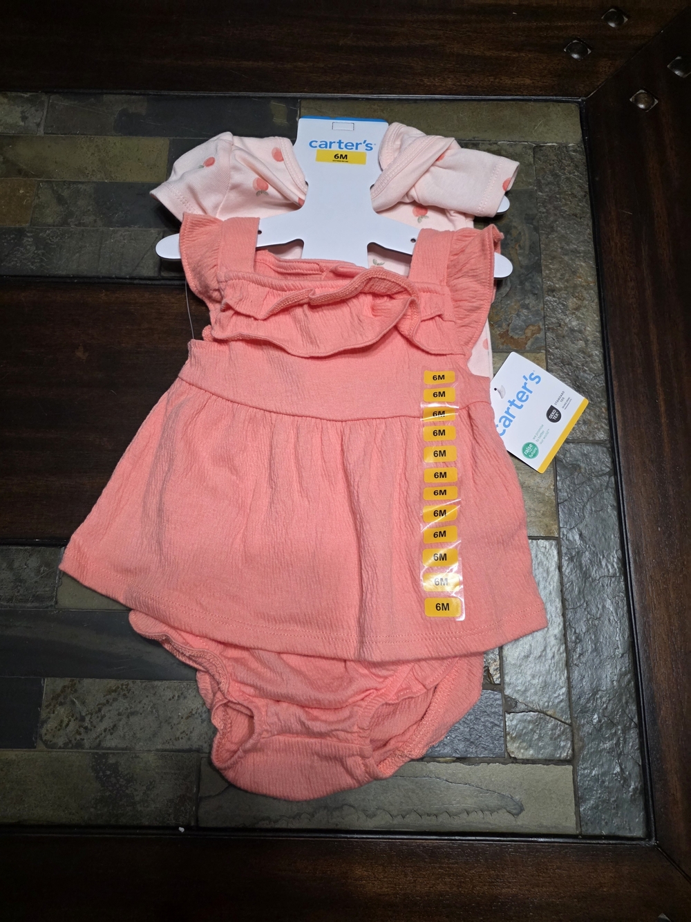 Carter's Coral Pink Ruffle Dress Set with Bloomers and Headband